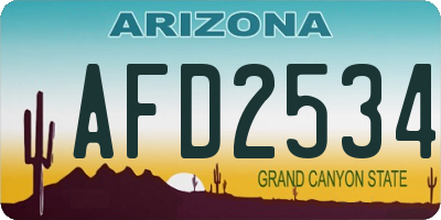 AZ license plate AFD2534