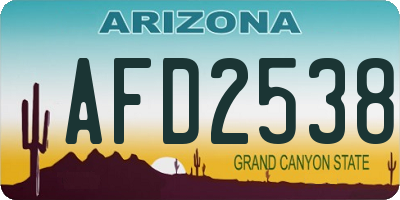 AZ license plate AFD2538