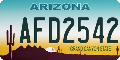 AZ license plate AFD2542