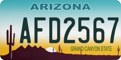 AZ license plate AFD2567