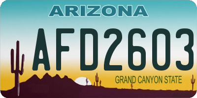 AZ license plate AFD2603