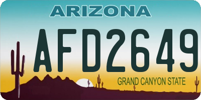 AZ license plate AFD2649