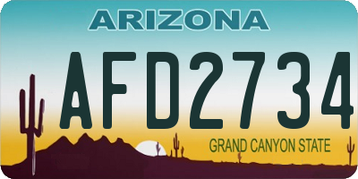 AZ license plate AFD2734