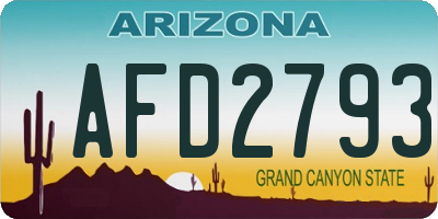 AZ license plate AFD2793
