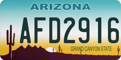AZ license plate AFD2916