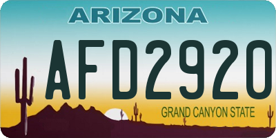AZ license plate AFD2920