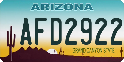 AZ license plate AFD2922