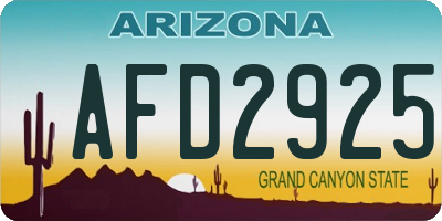 AZ license plate AFD2925