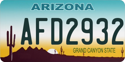 AZ license plate AFD2932