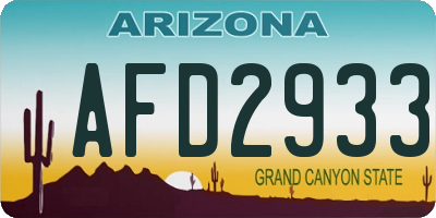 AZ license plate AFD2933