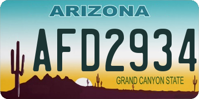 AZ license plate AFD2934