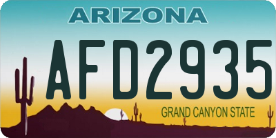 AZ license plate AFD2935