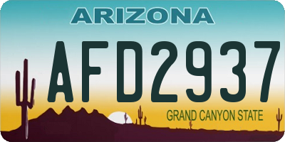 AZ license plate AFD2937