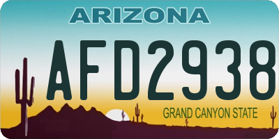 AZ license plate AFD2938