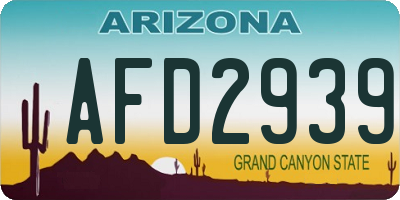 AZ license plate AFD2939