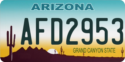 AZ license plate AFD2953