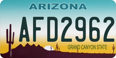 AZ license plate AFD2962