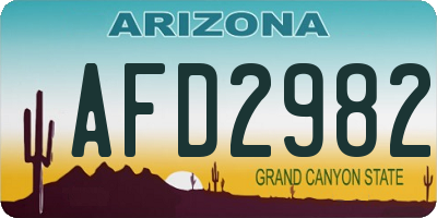 AZ license plate AFD2982
