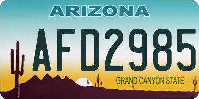 AZ license plate AFD2985
