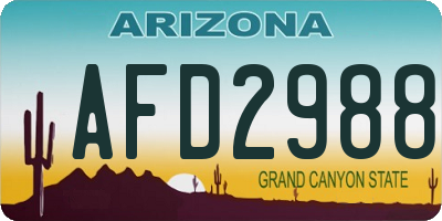 AZ license plate AFD2988