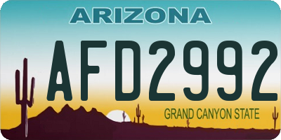 AZ license plate AFD2992