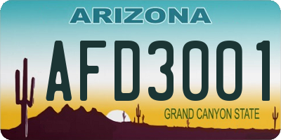 AZ license plate AFD3001