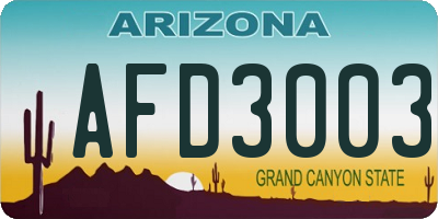 AZ license plate AFD3003