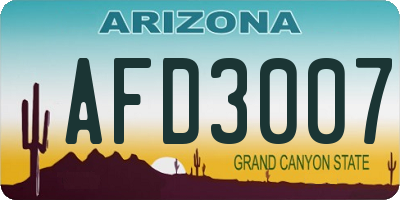 AZ license plate AFD3007