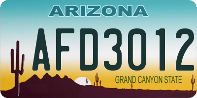 AZ license plate AFD3012