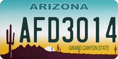 AZ license plate AFD3014