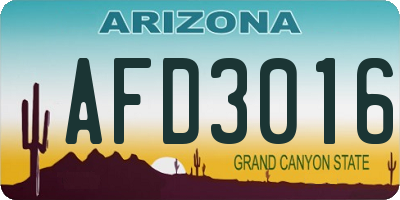 AZ license plate AFD3016