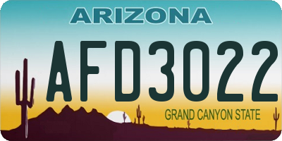 AZ license plate AFD3022