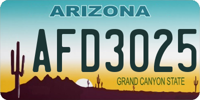 AZ license plate AFD3025