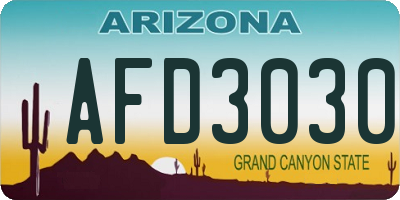 AZ license plate AFD3030