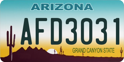 AZ license plate AFD3031