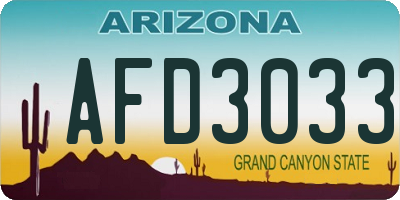 AZ license plate AFD3033