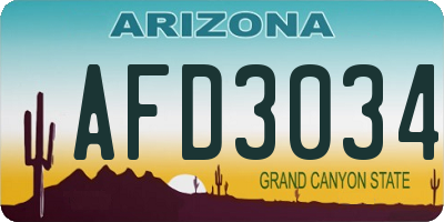 AZ license plate AFD3034