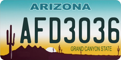 AZ license plate AFD3036