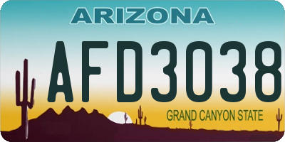 AZ license plate AFD3038