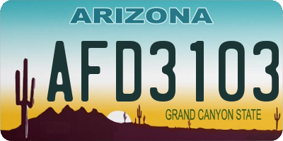 AZ license plate AFD3103