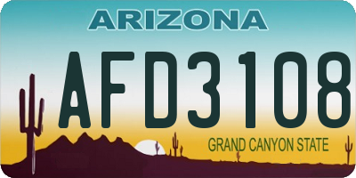 AZ license plate AFD3108