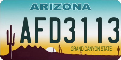 AZ license plate AFD3113