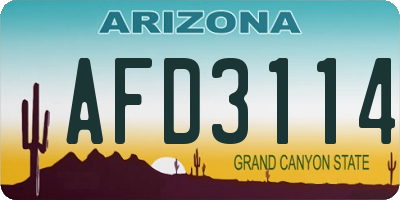 AZ license plate AFD3114