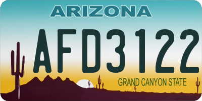 AZ license plate AFD3122