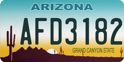 AZ license plate AFD3182