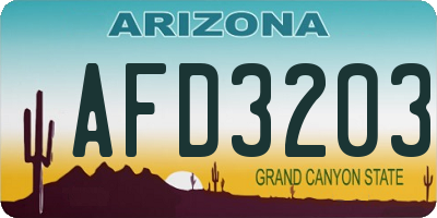 AZ license plate AFD3203
