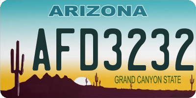 AZ license plate AFD3232
