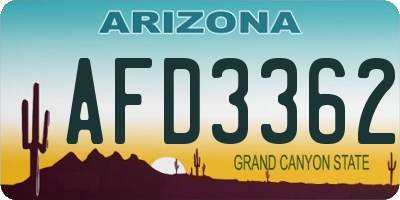 AZ license plate AFD3362