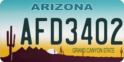 AZ license plate AFD3402