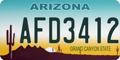 AZ license plate AFD3412